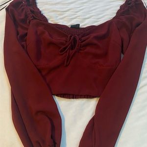 Maroon crop top blouse from Windsor